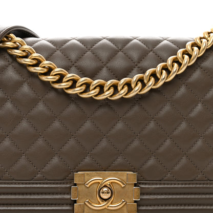 Chanel Calfskin Quilted Medium Boy Flap Dark Beige 5 of 12