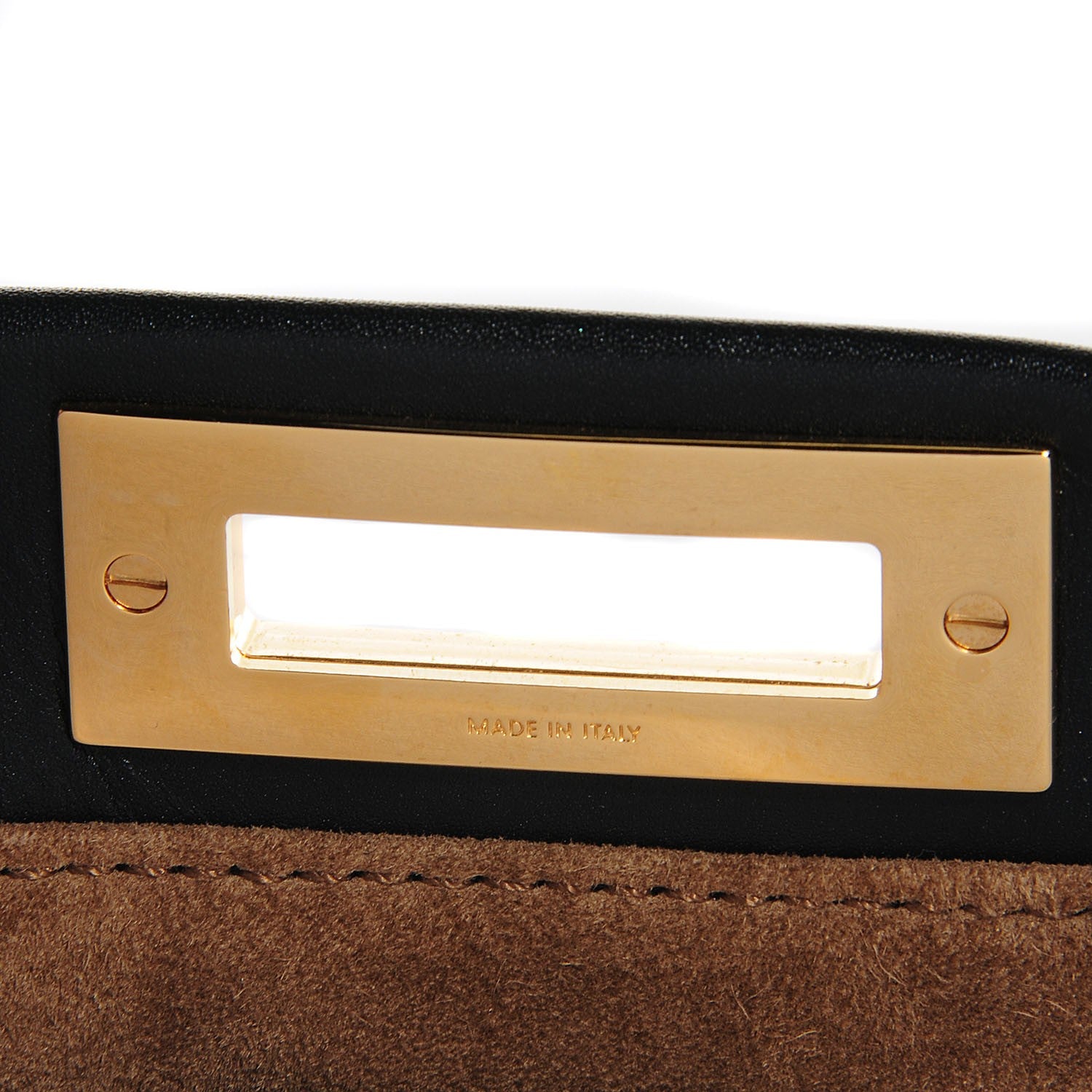 Fendi Vitello Morgan Fabric Jacquard Pequin Medium Peekaboo Iconic Satchel Black Tobacco 8 of 11