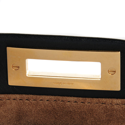 Fendi Vitello Morgan Fabric Jacquard Pequin Medium Peekaboo Iconic Satchel Black Tobacco 8 of 11