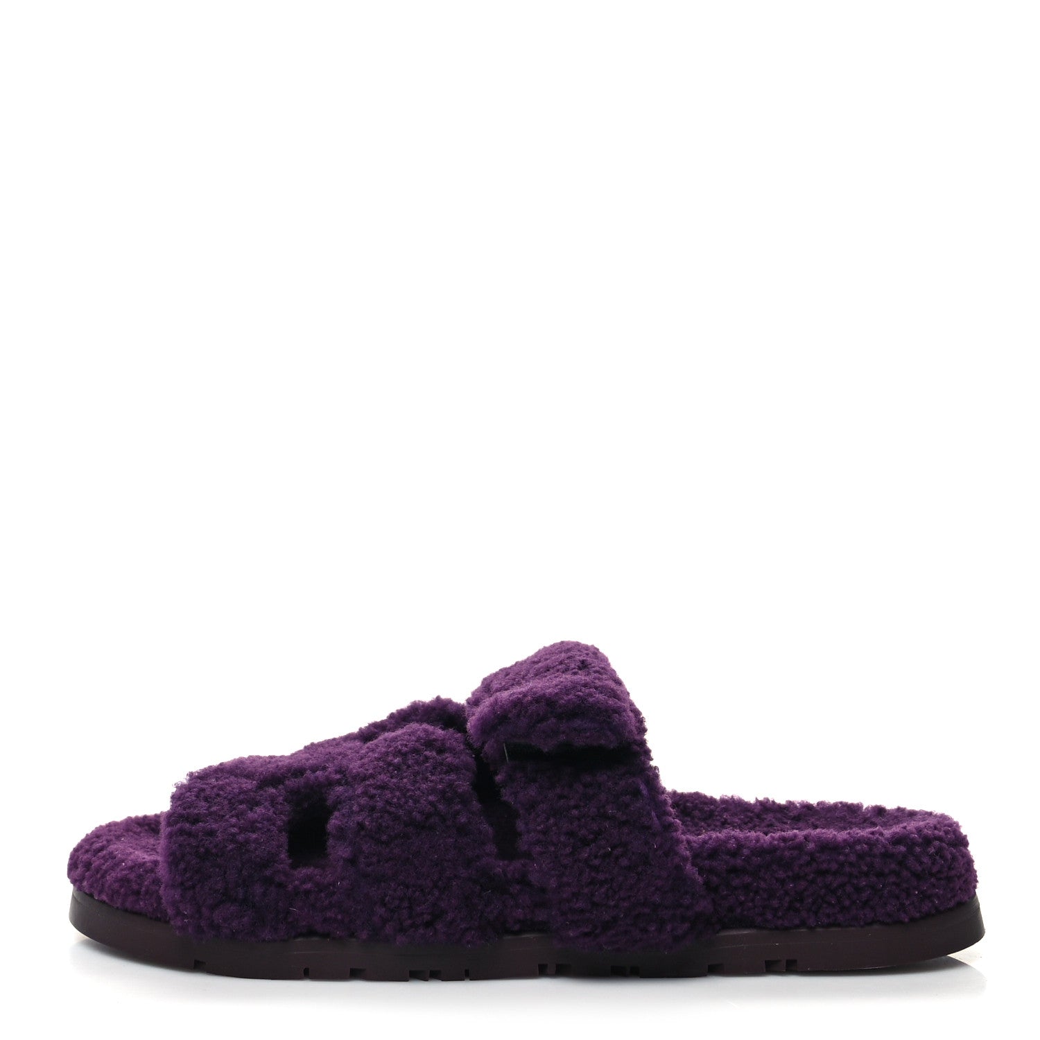 Hermes Woolskin Womens Chypre Sandals 38 Violet Fonce 1 of 8