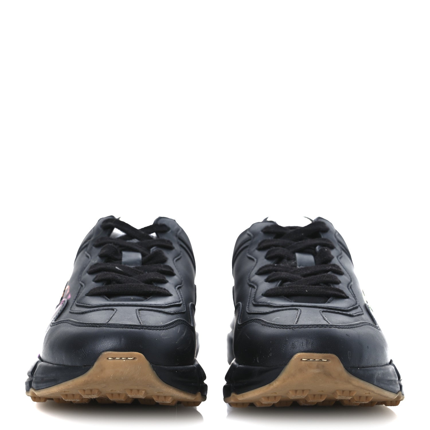 Gucci Calfskin Iridescent Logo Womens Rhyton Sneakers 38.5 Black 3 of 14