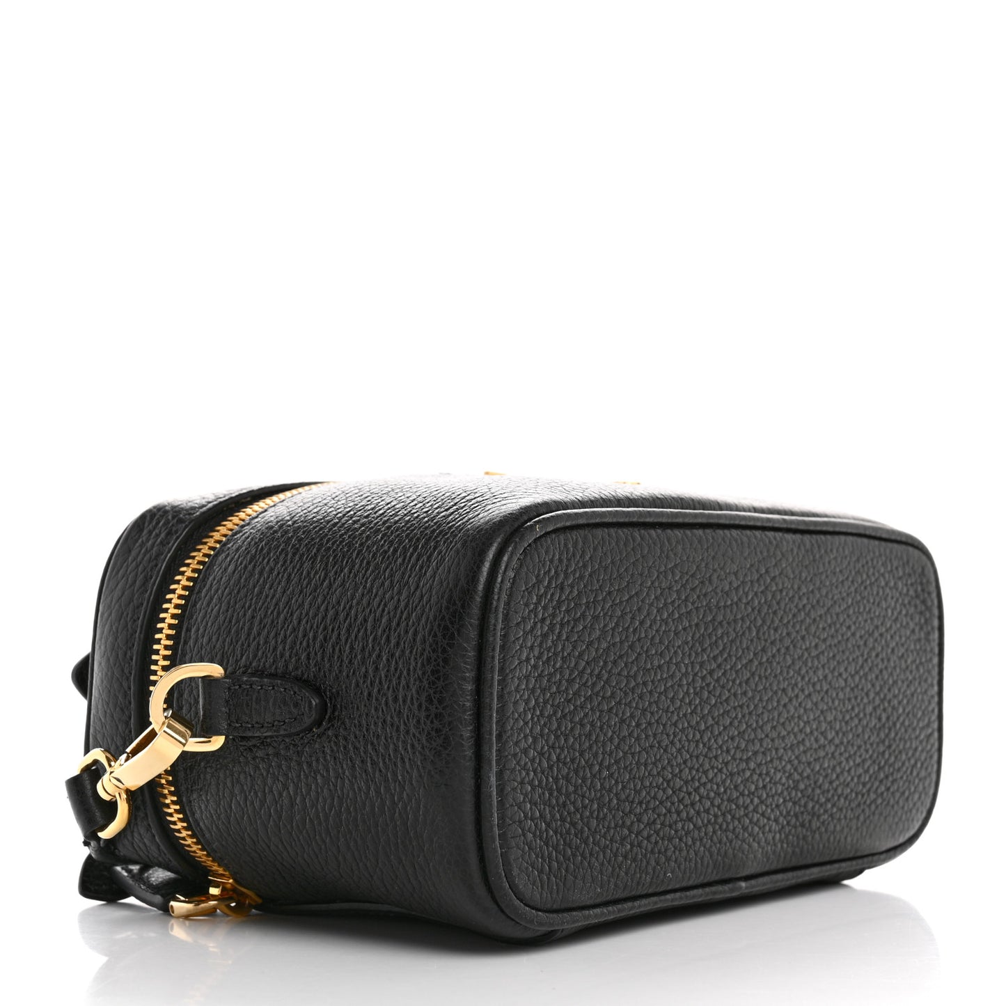 Vitello Daino Mini Vanity Top Handle Bag Black