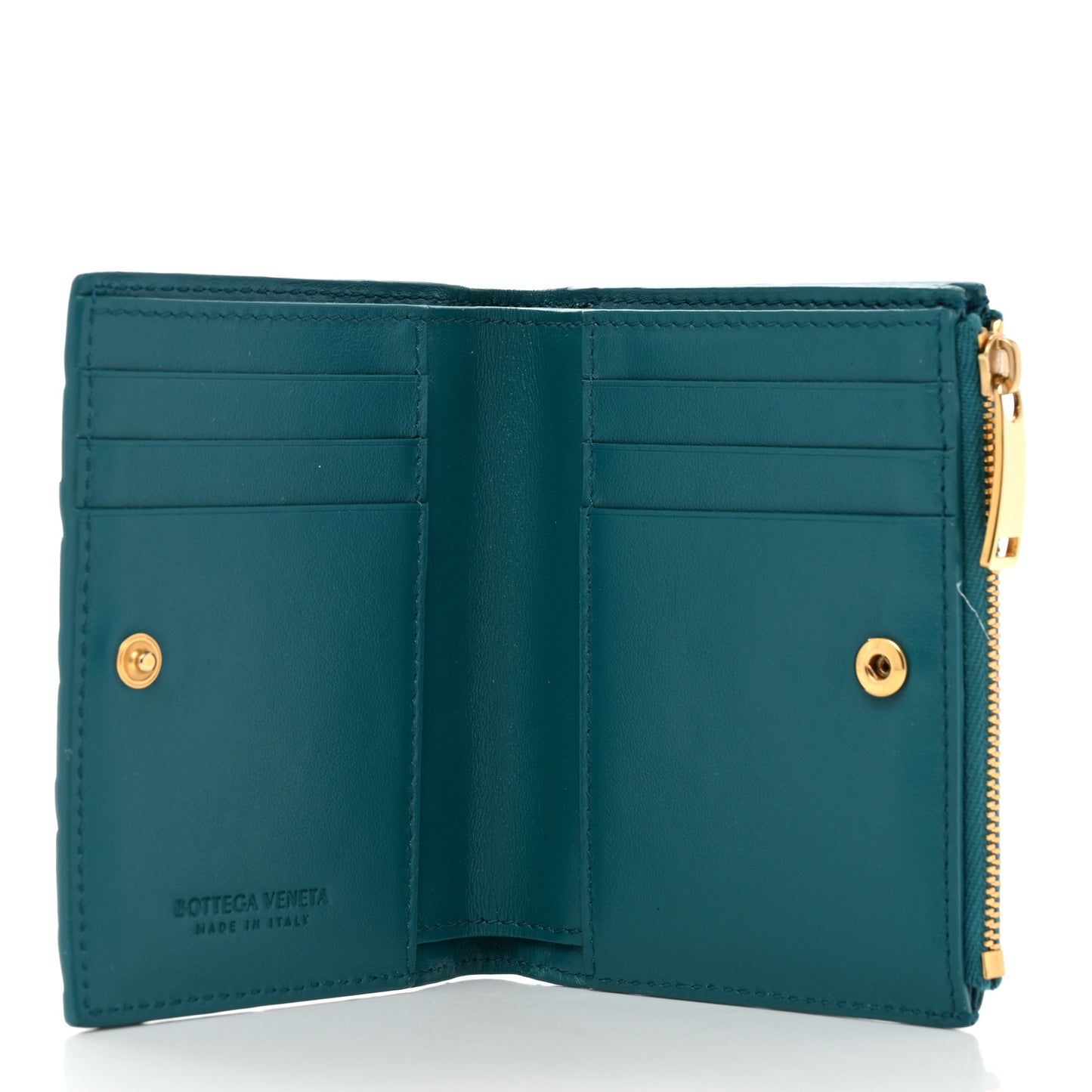 Nappa Intrecciato Bifold Zip Wallet Mallard