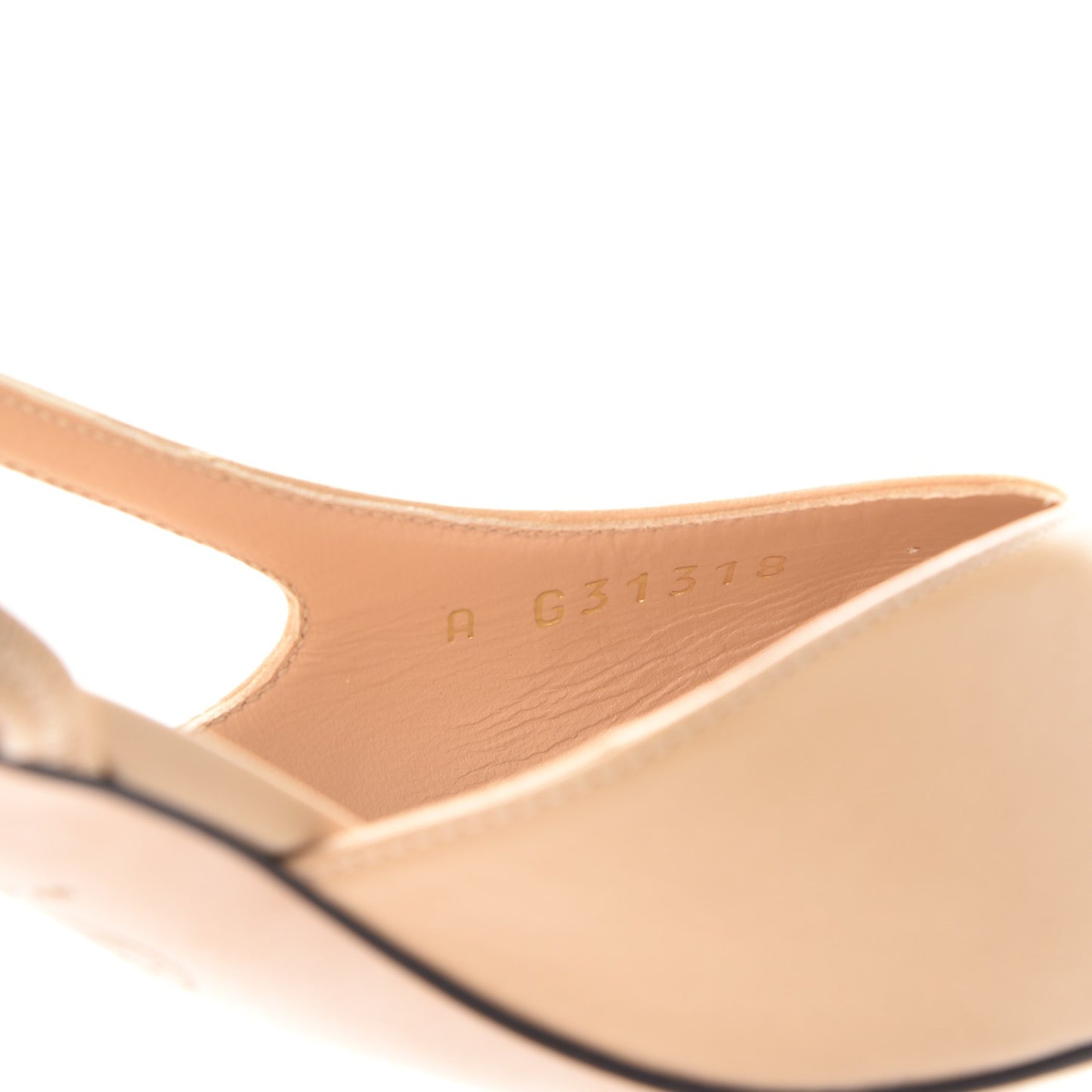Lambskin Grosgrain Cap Toe CC Slingback Pumps 38.5 Beige Black