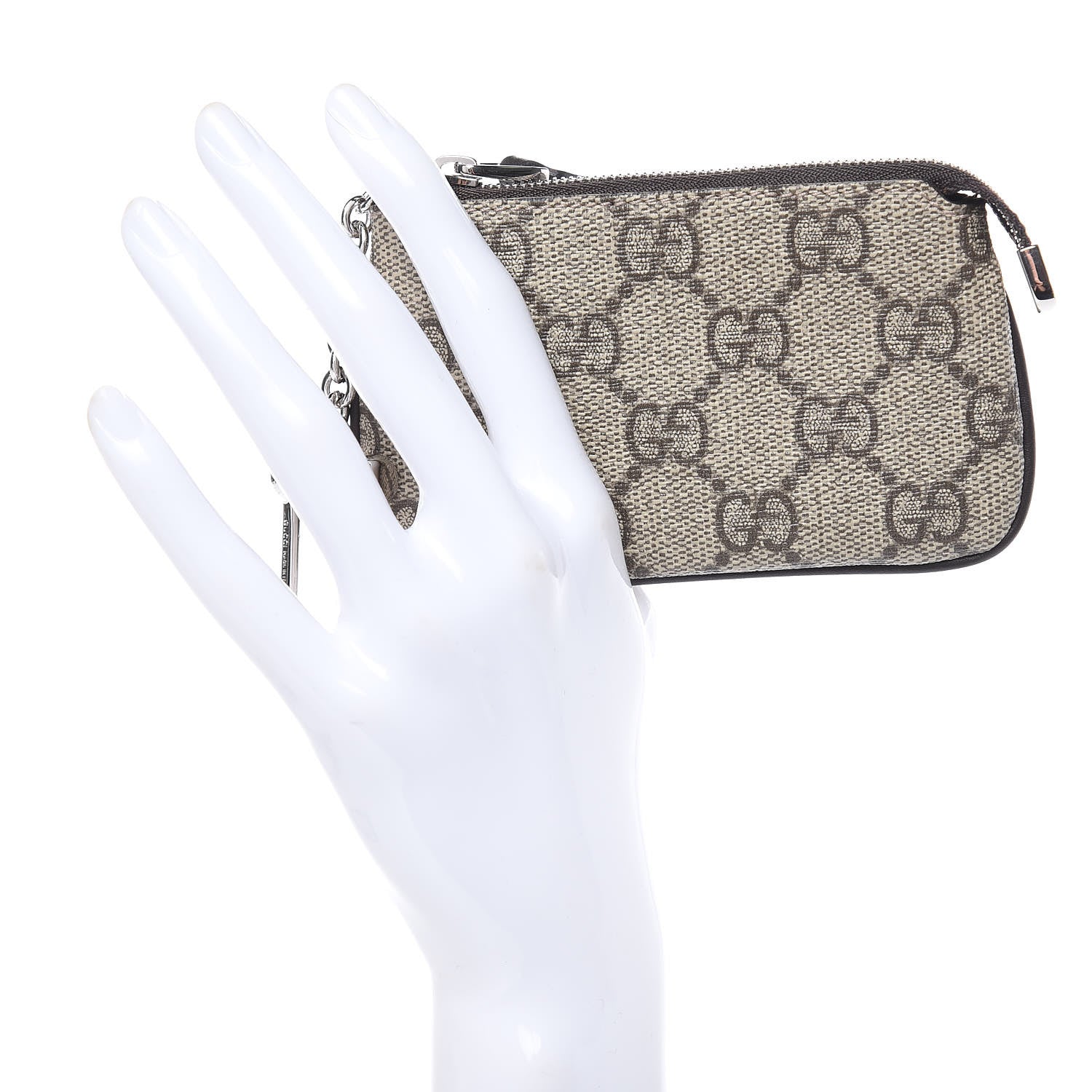 Gucci GG Supreme Monogram Selleria Key Case Beige Ebony Cocoa 2 of 7
