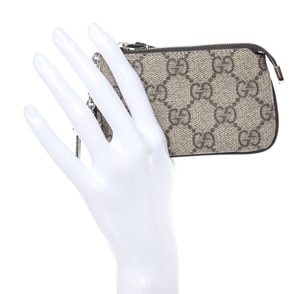 Gucci GG Supreme Monogram Selleria Key Case Beige Ebony Cocoa 2 of 7