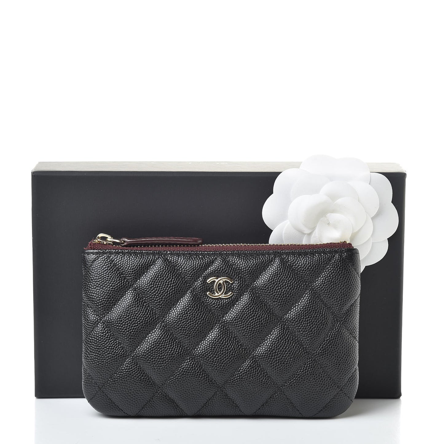 Caviar Quilted Small Cosmetic Case Black