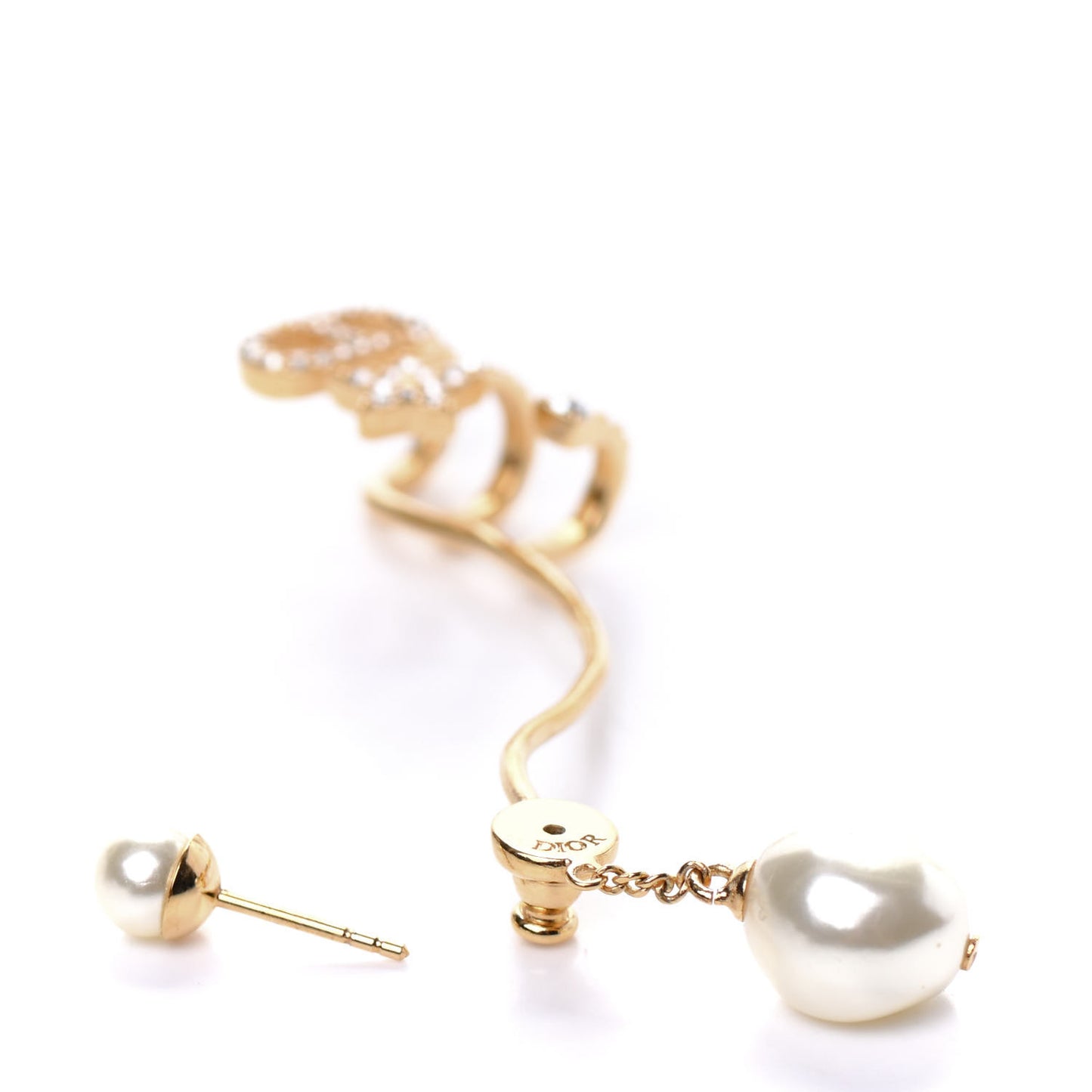 Crystal Pearl Clair D Lune Wrap Around Earring Gold