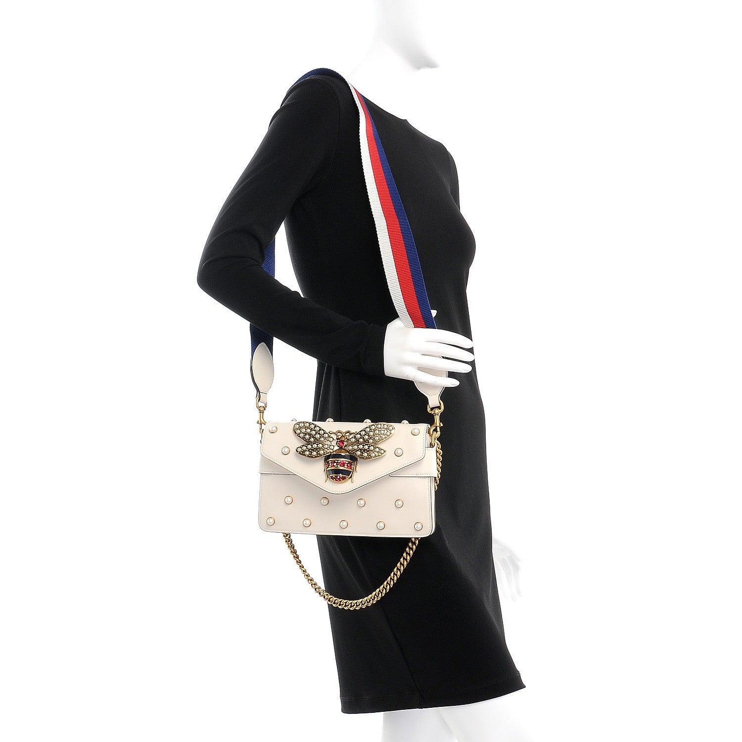 Gucci Nappa Pearl Studded Mini Queen Margaret Broadway Shoulder Bag Mystic White 2 of 9