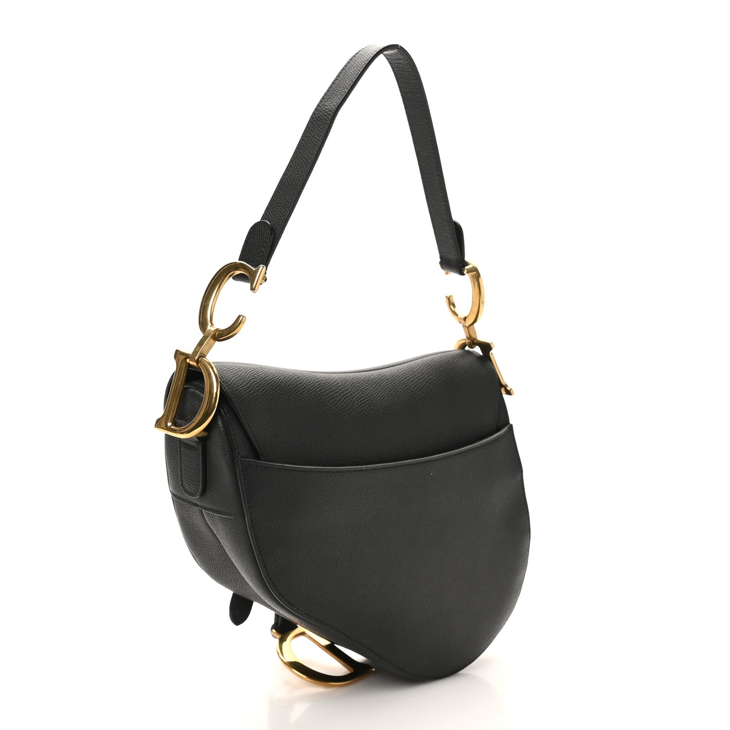 Christian Dior Grained Calfskin Saddle Bag Black 2 of 10