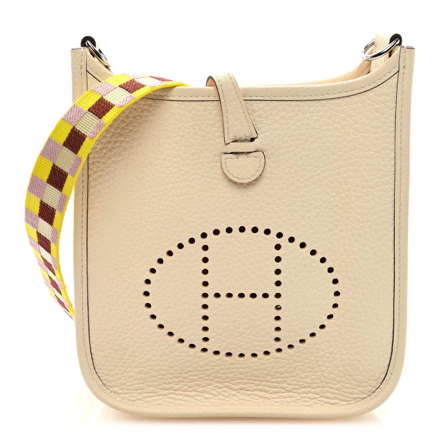 Hermes Taurillon Clemence Maxi Quadrille Evelyne TPM Nata Citron Rouge H Mauve Sylvestre 1 of 9