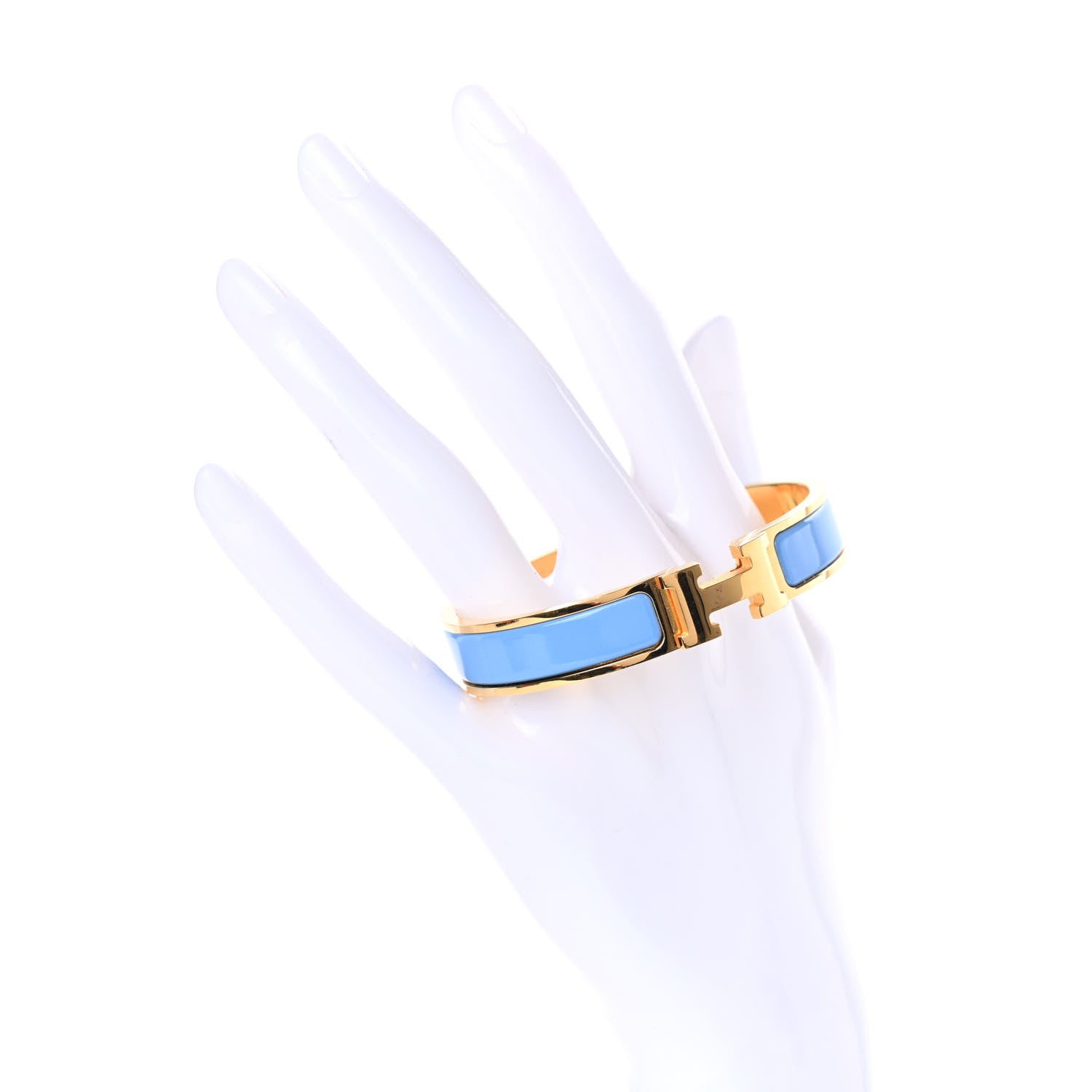 Hermes Enamel Narrow Clic Clac H Bracelet GM Bleu Orage 2 of 4