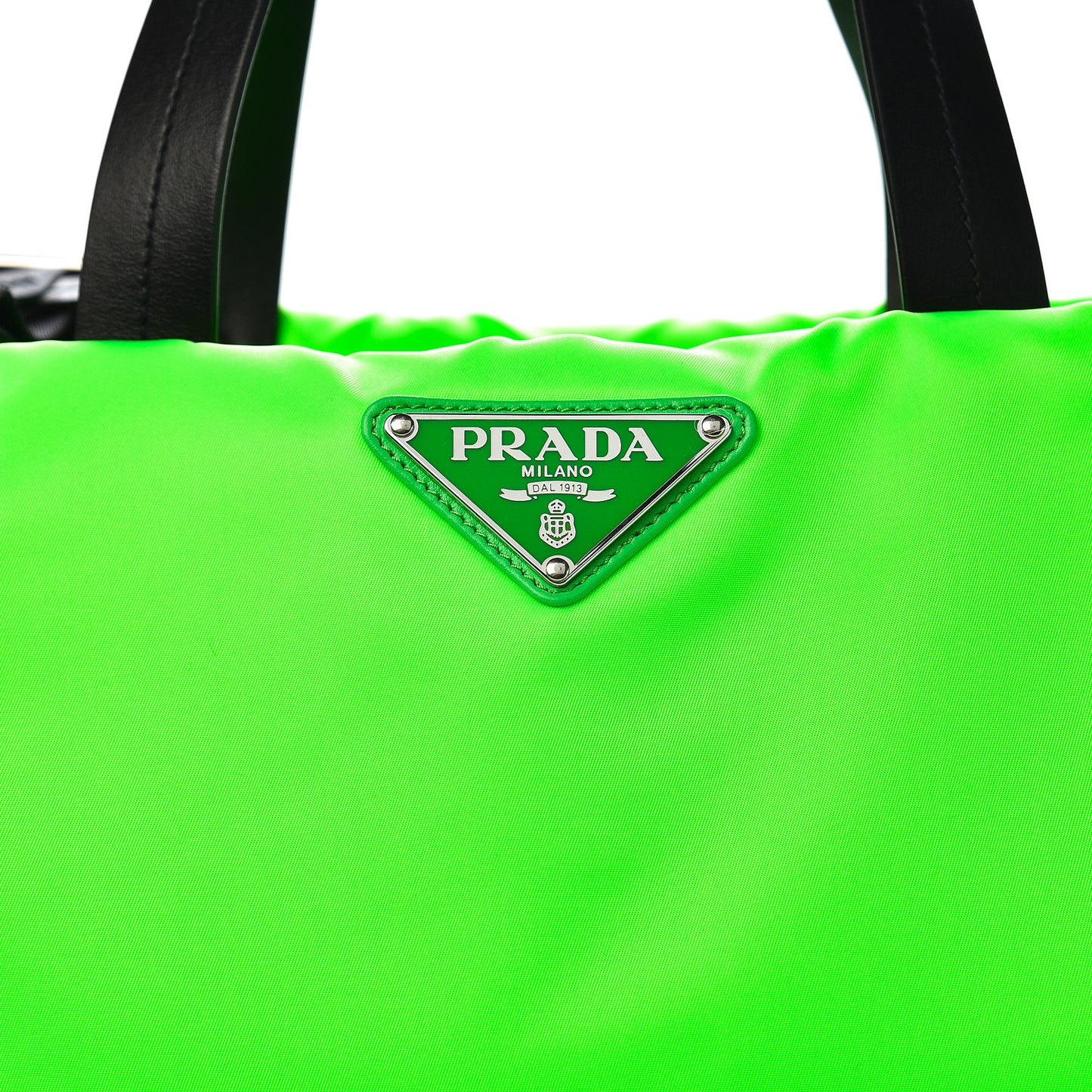 Tessuto Nylon Soft Padded Medium Shopping Tote Verde Fluo