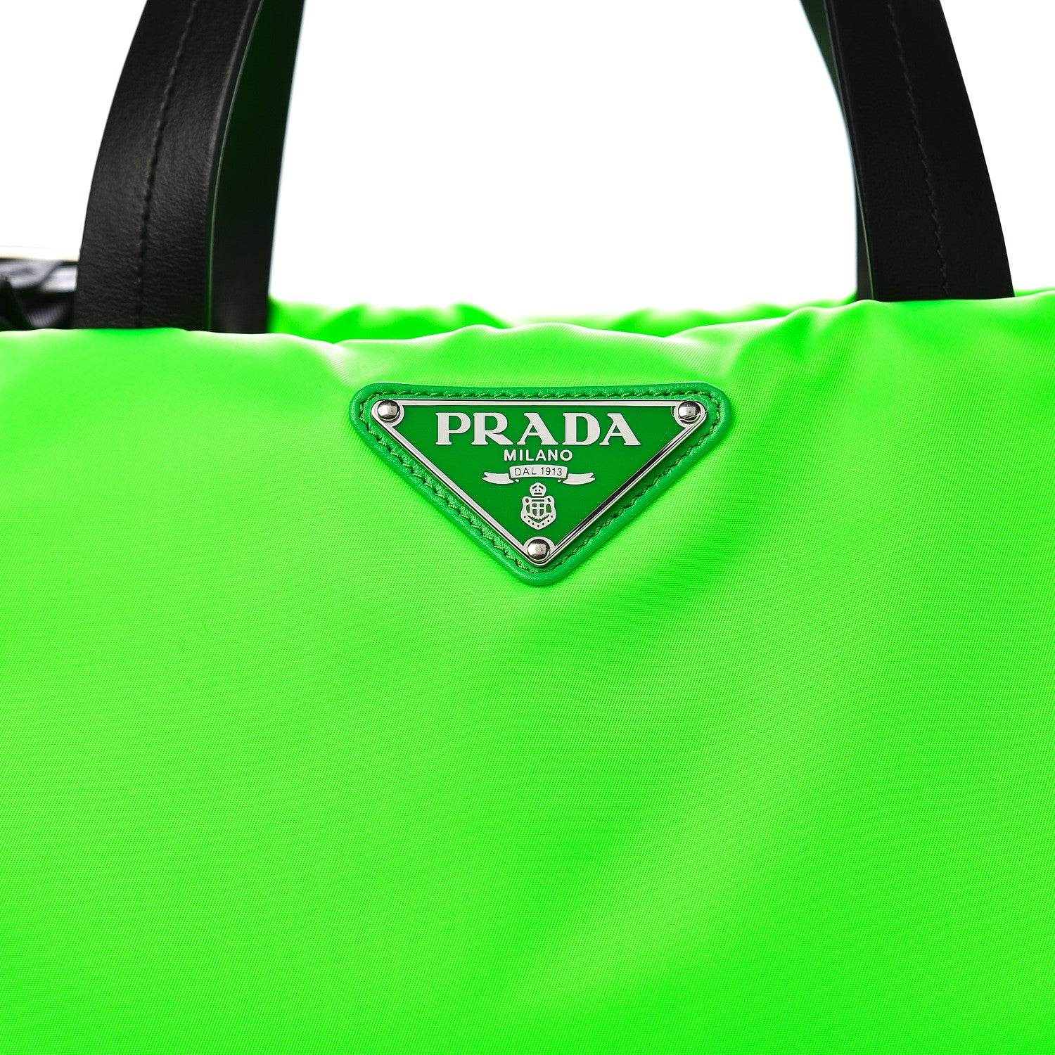Prada Tessuto Nylon Soft Padded Medium Shopping Tote Verde Fluo 9 of 9