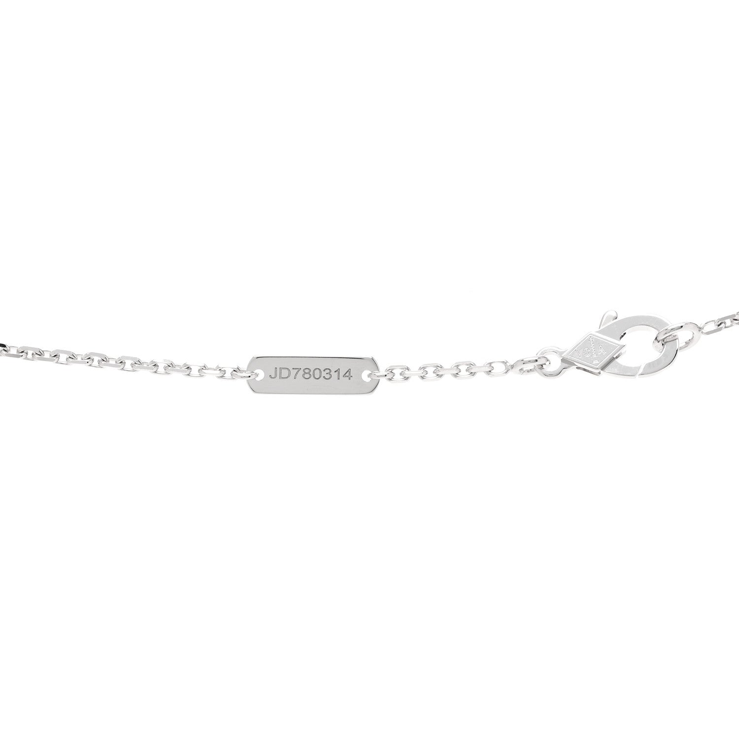 Van Cleef & Arpels 18K White Gold Chalcedony Vintage Alhambra Pendant Necklace 5 of 6