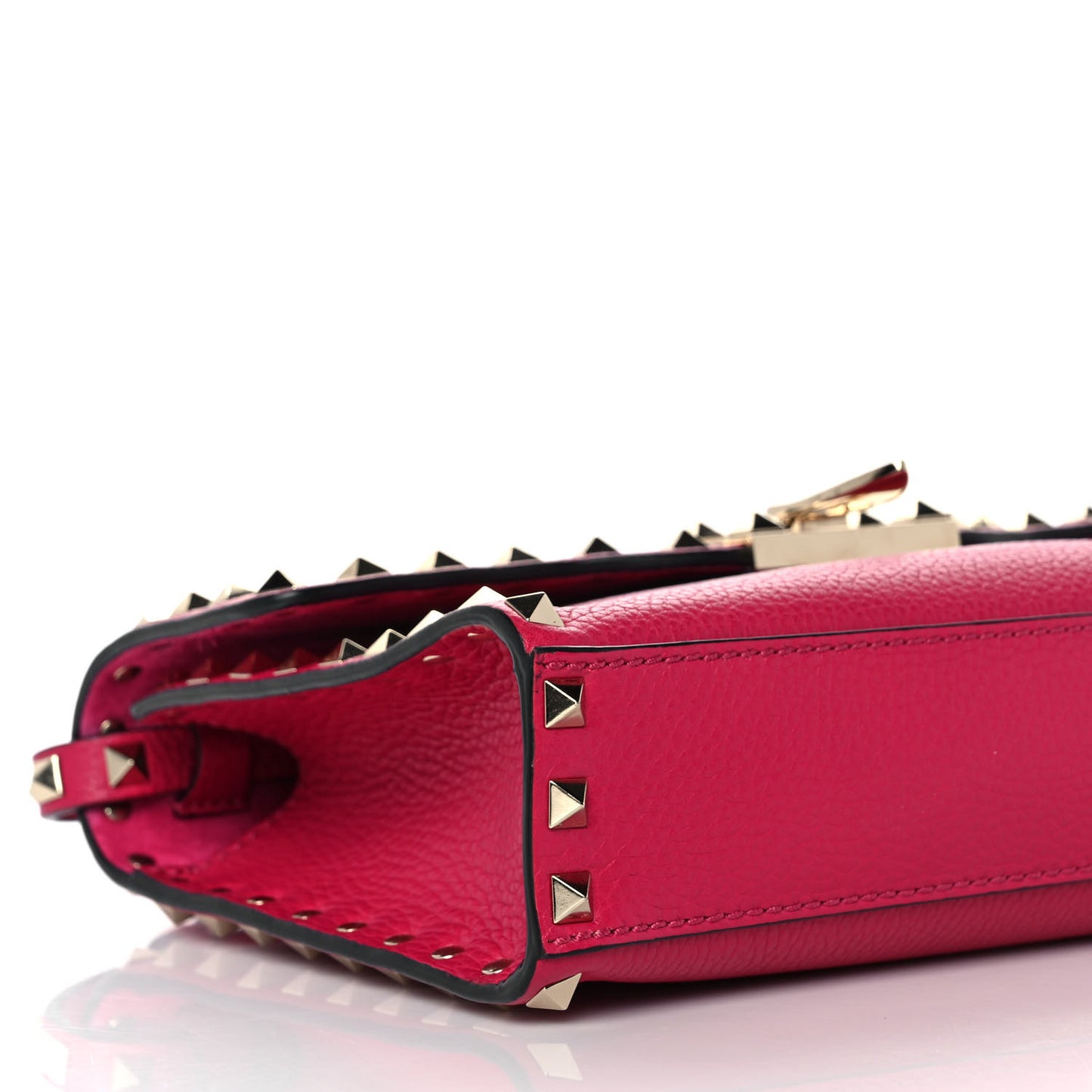Pebbled Calfskin Medium Rockstud Flip Lock Crossbody Bag Blossom