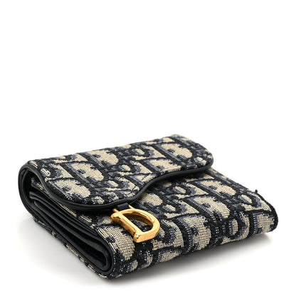 Christian Dior Oblique Saddle Lotus Wallet Blue 4 of 10