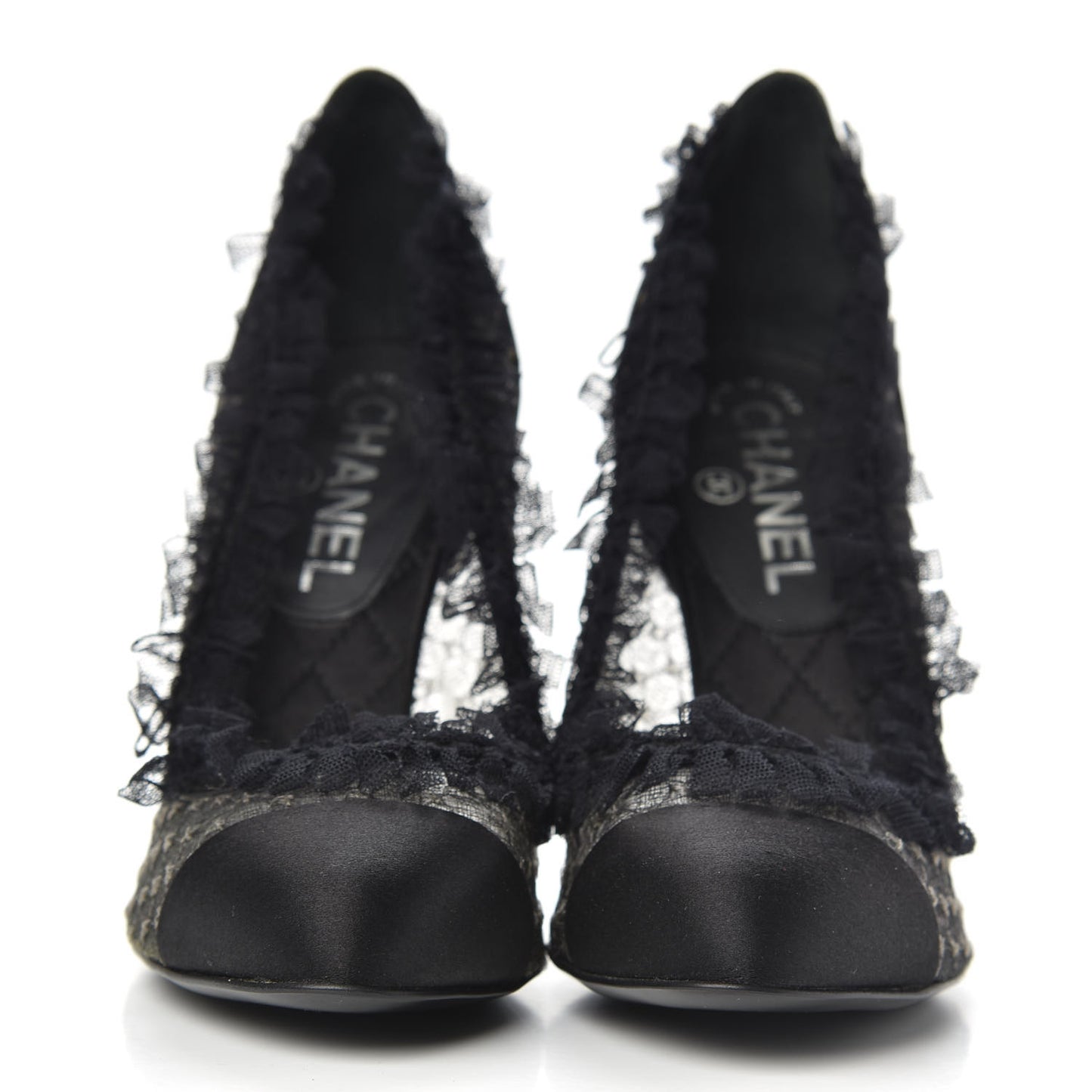 Mesh Satin CC Pumps 37 Black