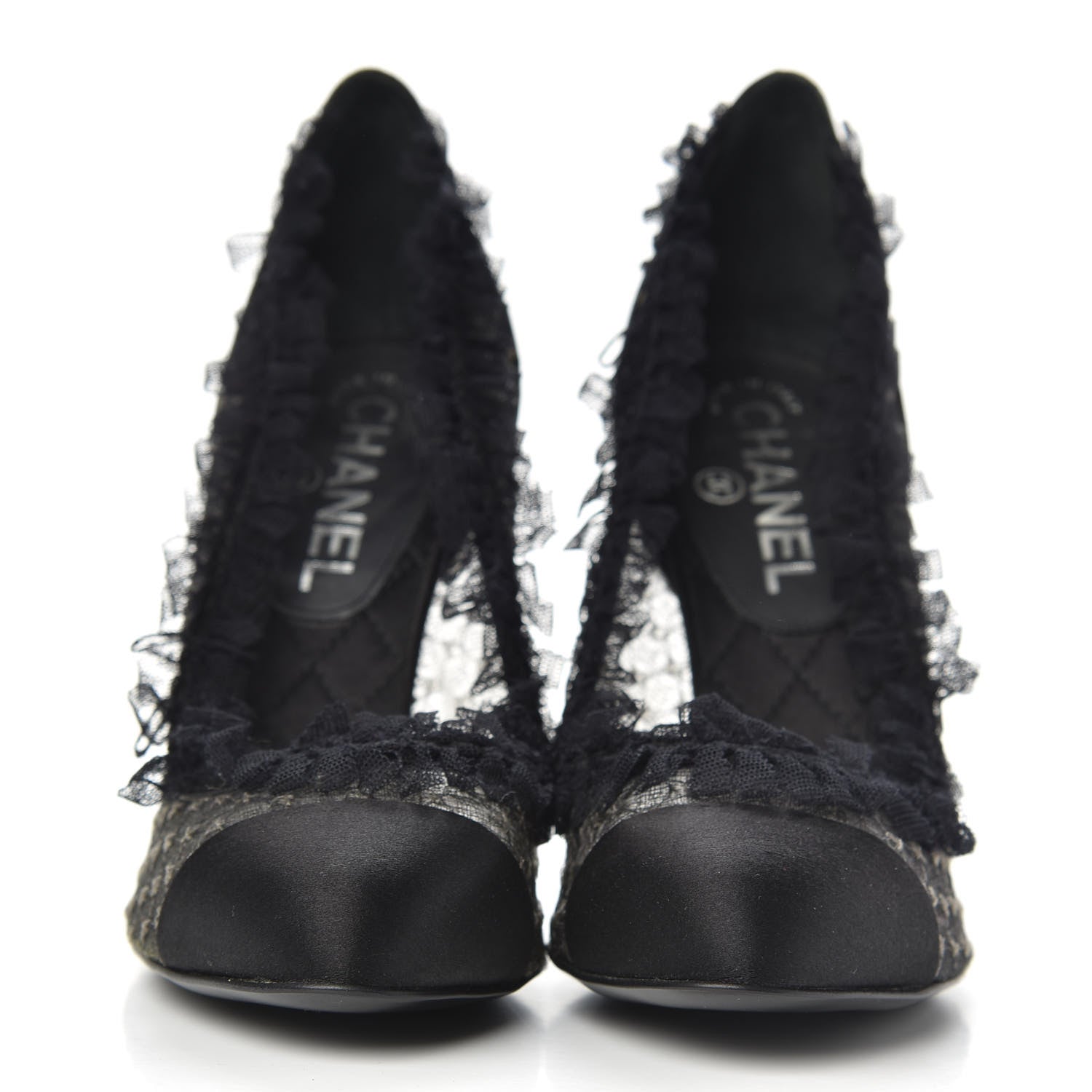 Chanel Mesh Satin CC Pumps 37 Black 2 of 8