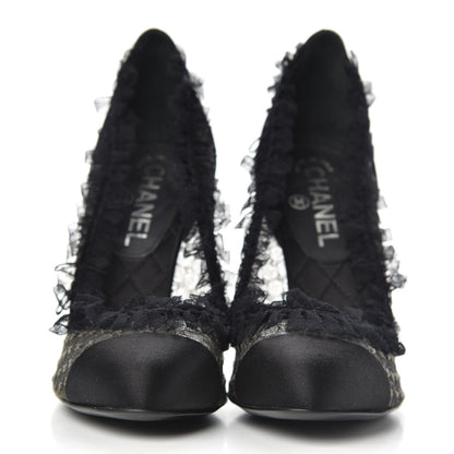 Chanel Mesh Satin CC Pumps 37 Black 2 of 8