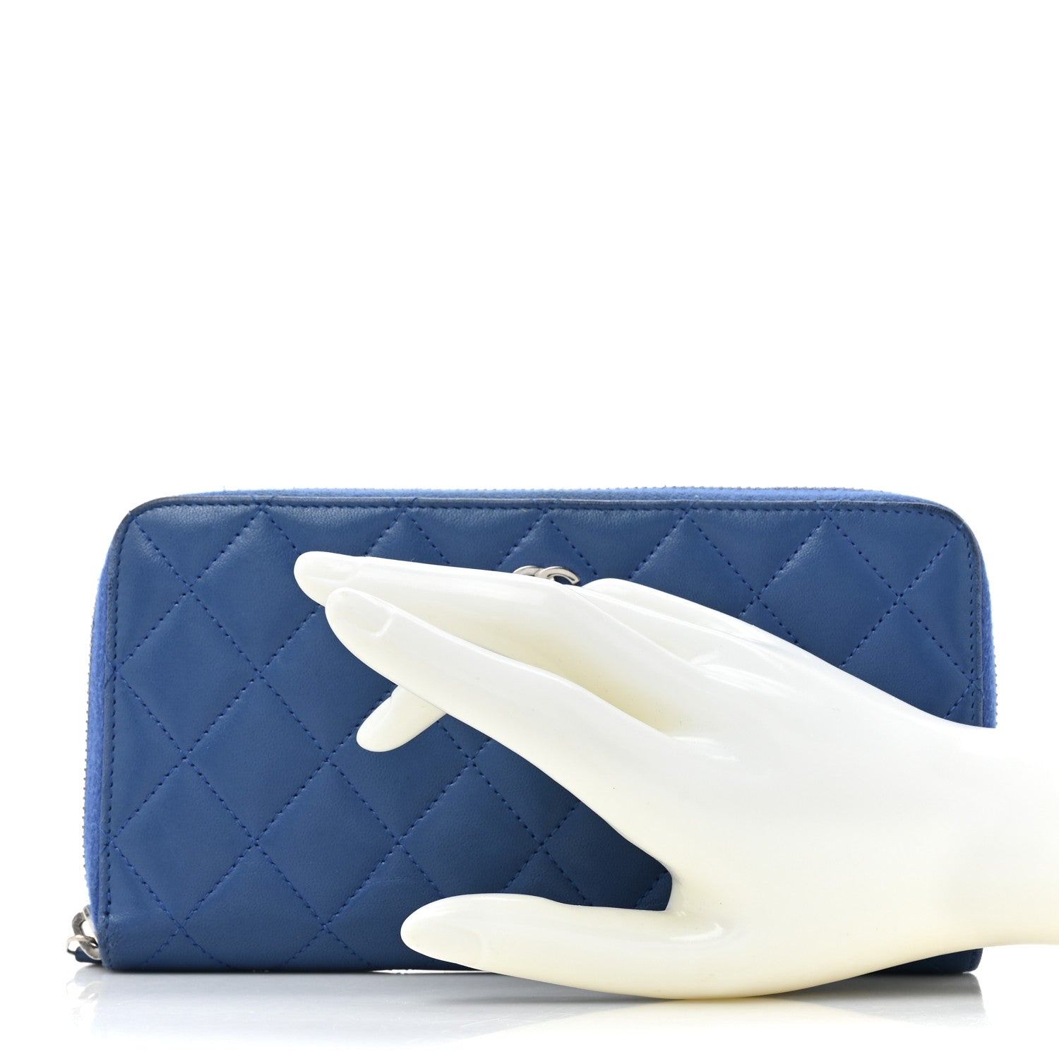 Chanel Lambskin Quilted Large Gusset Zip Around Wallet Dark Blue 2 of 22