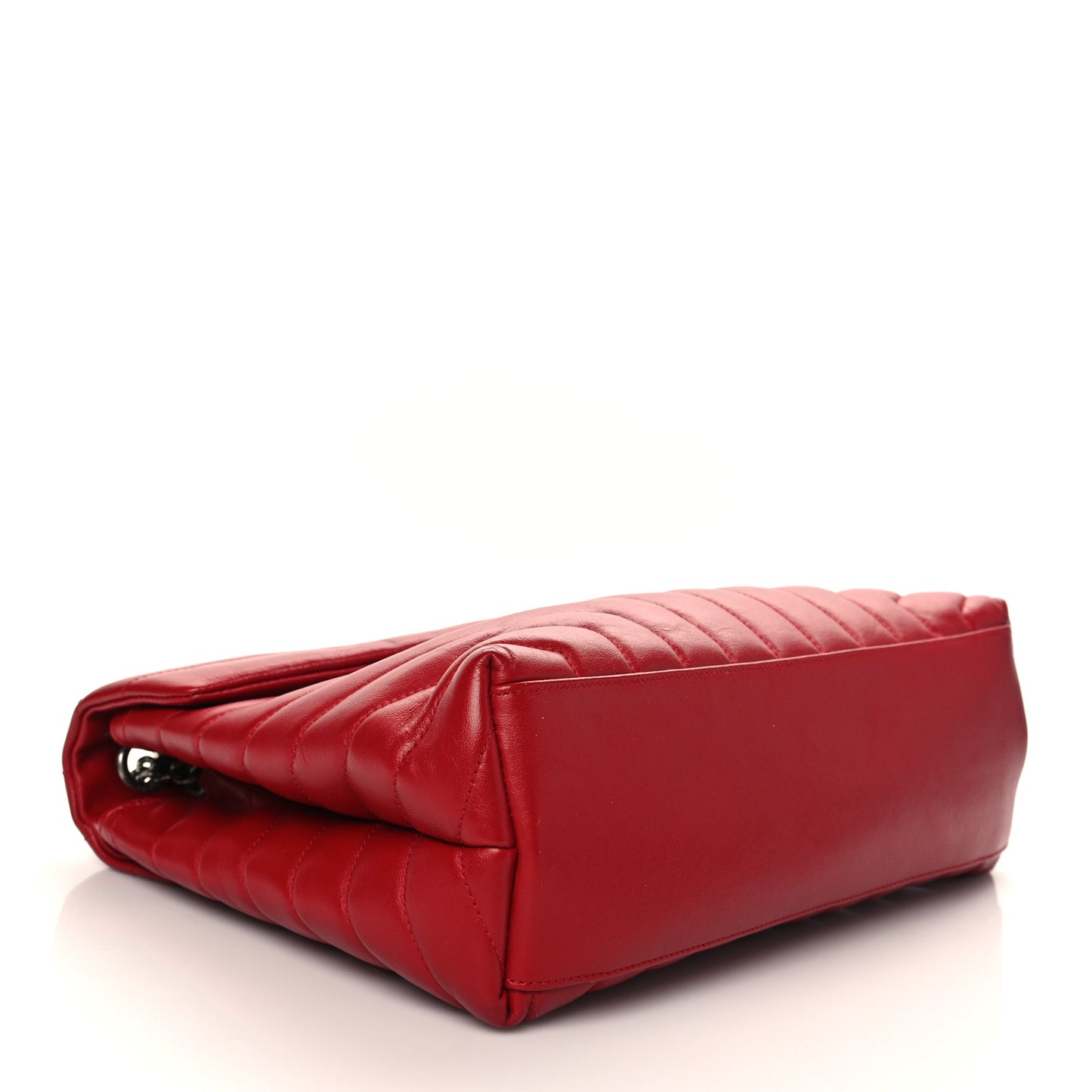 Calfskin Y Quilted Monogram Medium Loulou Chain Satchel Lipstick Red