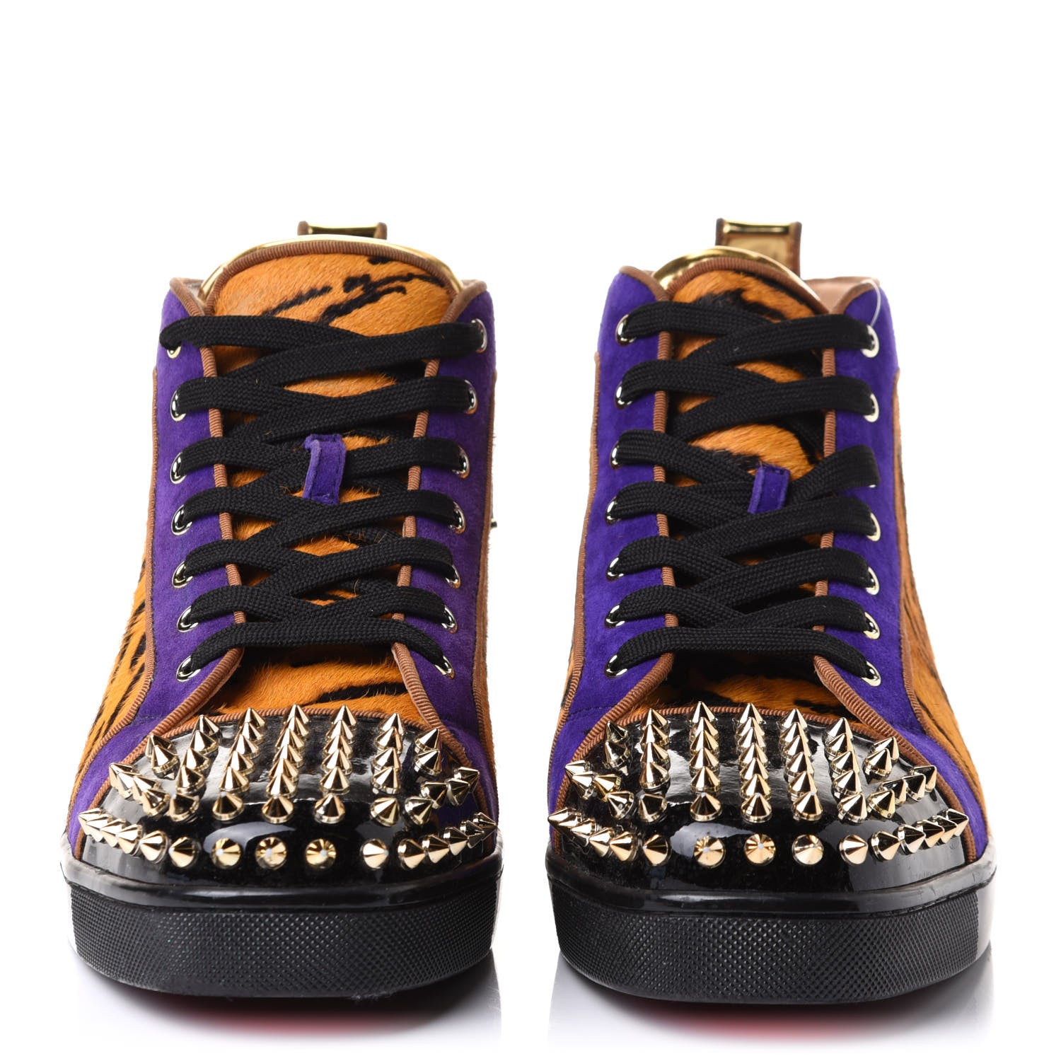 Christian Louboutin Patent Pony Hair Lou Spikes Flat Sneakers 43 Version Multi 2 of 8