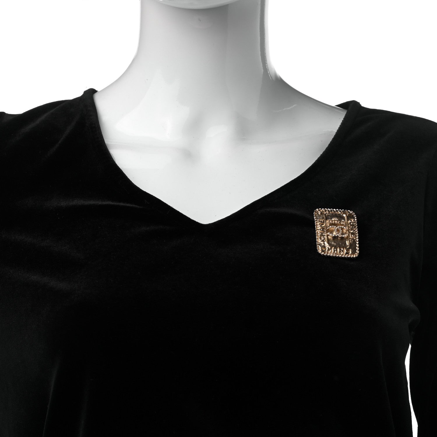 Chanel Crystal CC Crown Brooch Gold 2 of 4