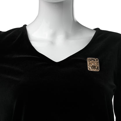 Chanel Crystal CC Crown Brooch Gold 2 of 4