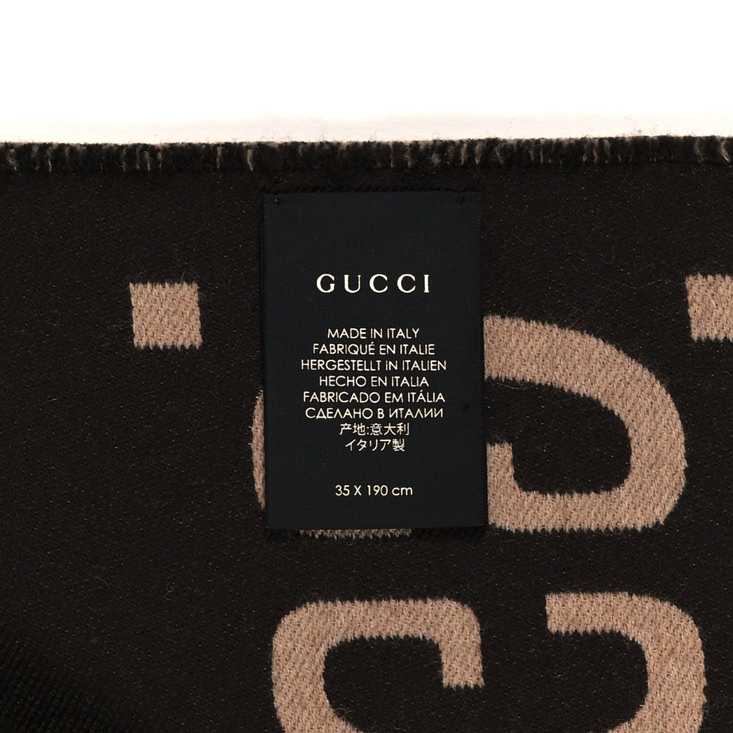 Wool Silk Monogram Jumbo GG Freedom Scarf Dark Brown Beige