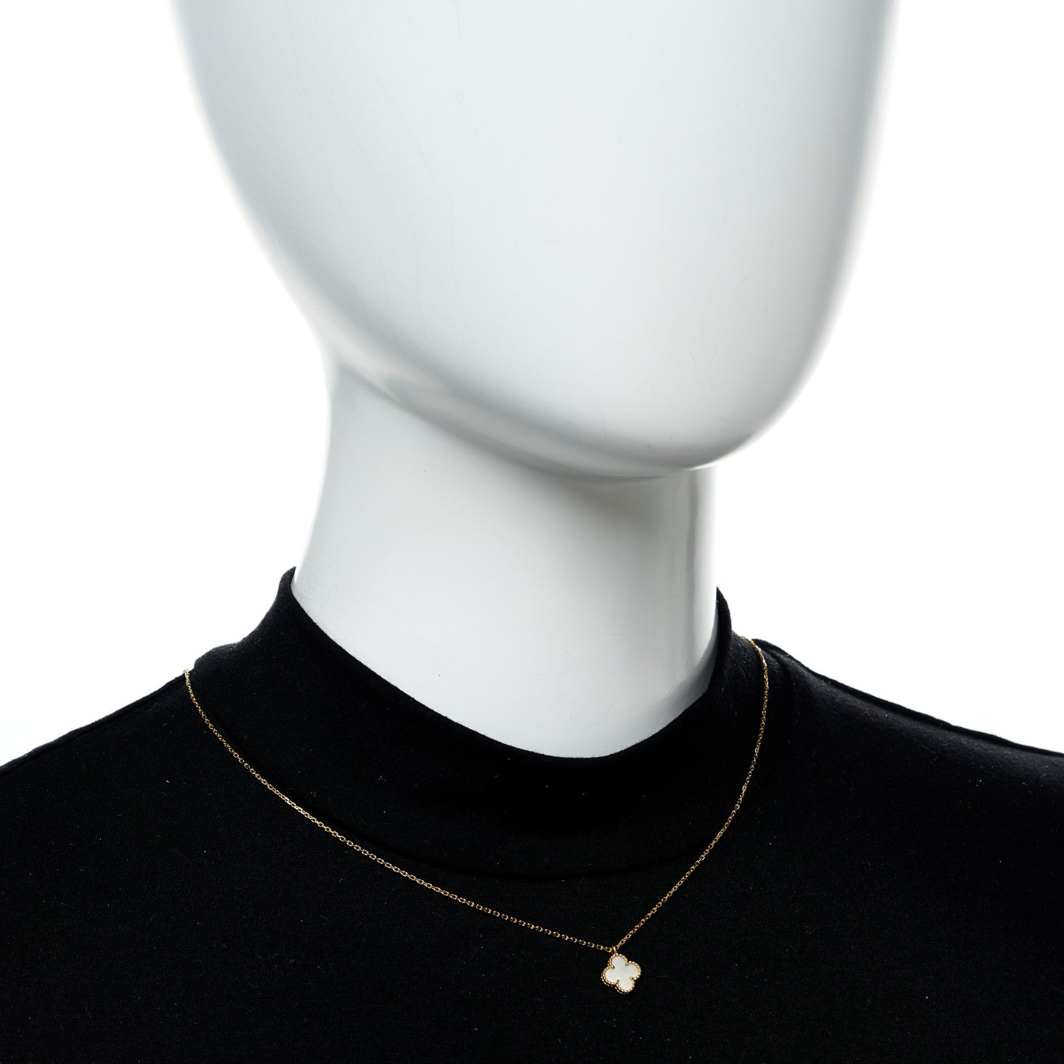 Van Cleef & Arpels 18K Yellow Gold Mother of Pearl Sweet Alhambra Pendant Necklace 2 of 6