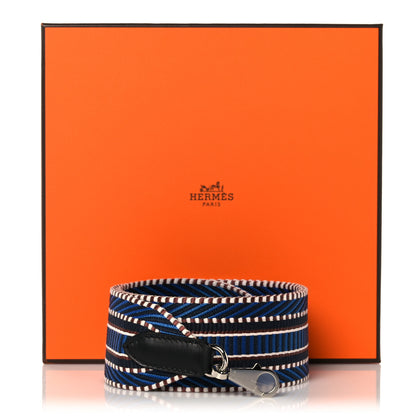 Hermes Toile Swift 50mm Sangle Cavale Shoulder Strap Bleu Zellige Indigo Black 6 of 6