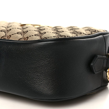 Gucci Monogram Matelasse Diagonal Small GG Marmont Chain Shoulder Bag Beige Black 9 of 10