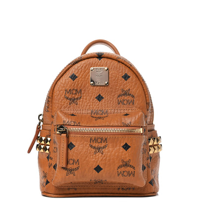 MCM Visetos Side Stud X-Mini Stark Bebe Boo Backpack Cognac 1 of 5