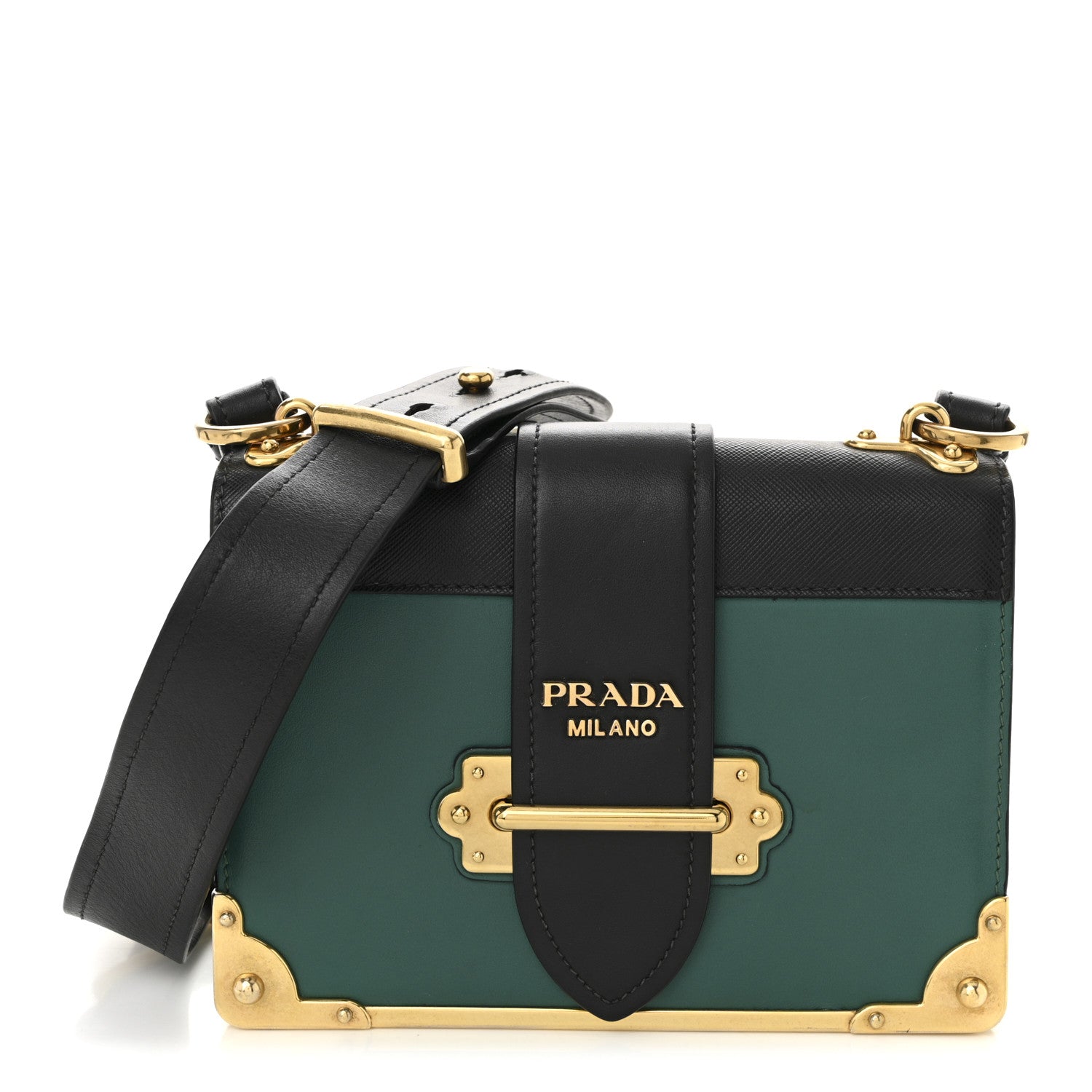 Prada City Calf Saffiano Cahier Bag Biliardo Black 1 of 9