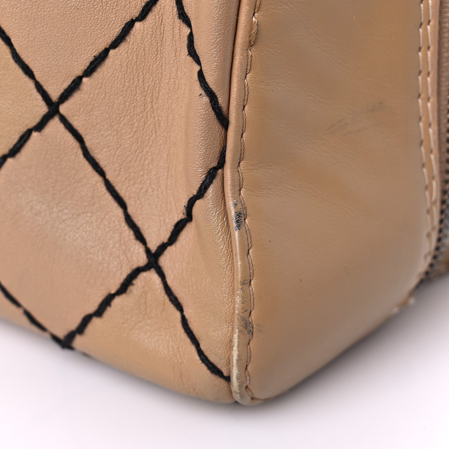 Chanel Calfskin Wild Stitch Vertical Top Handle Bag Beige 36 of 36