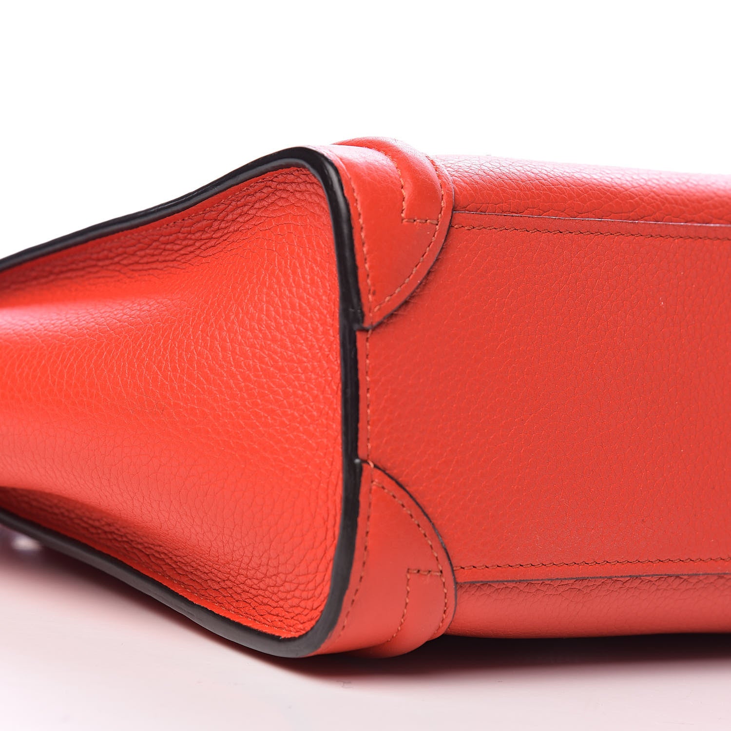 Celine Drummed Calfskin Nano Luggage Vermillion 12 of 14
