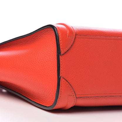 Celine Drummed Calfskin Nano Luggage Vermillion 12 of 14
