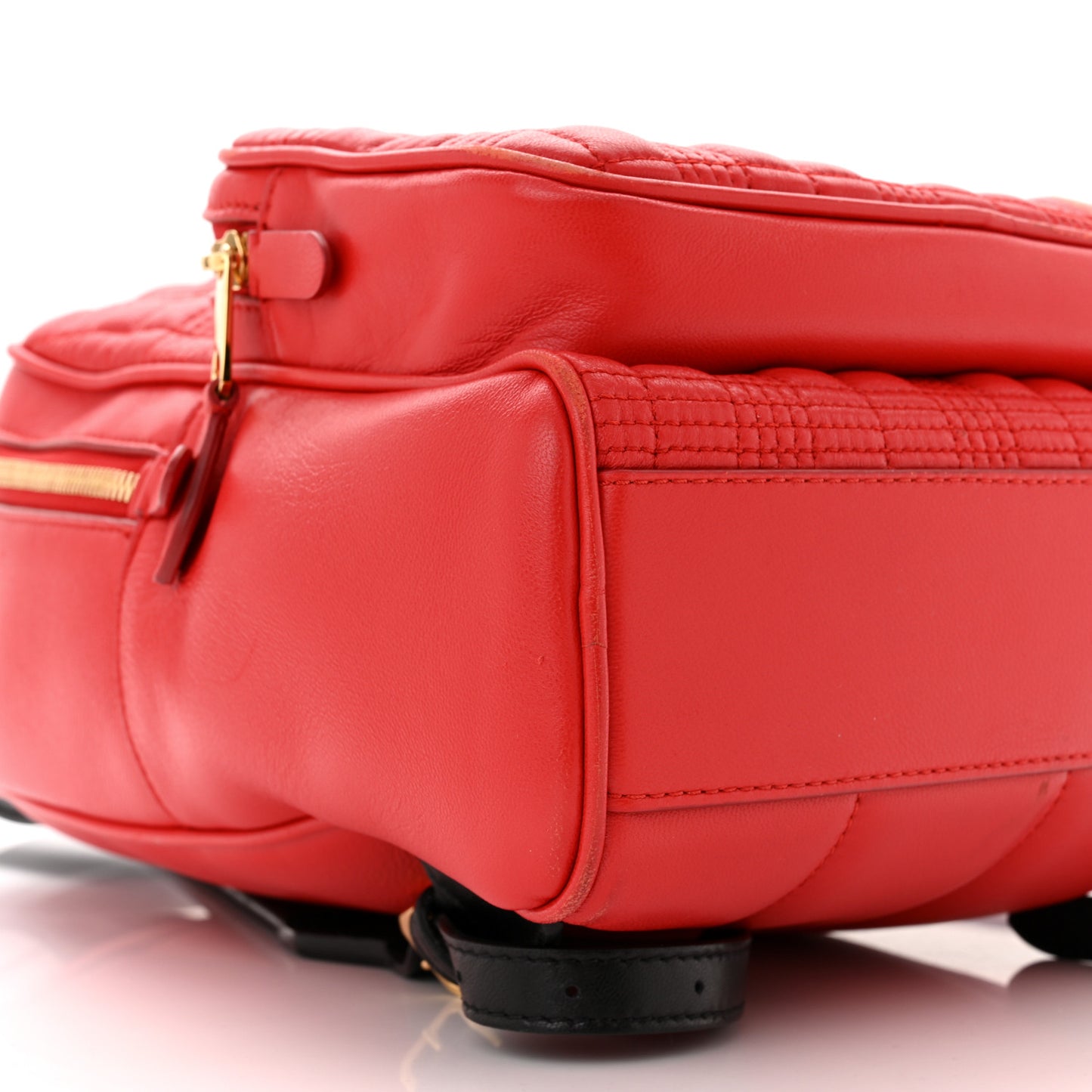 Lambskin Quilted Medium Lola Zip Pocket Backpack Bright Red