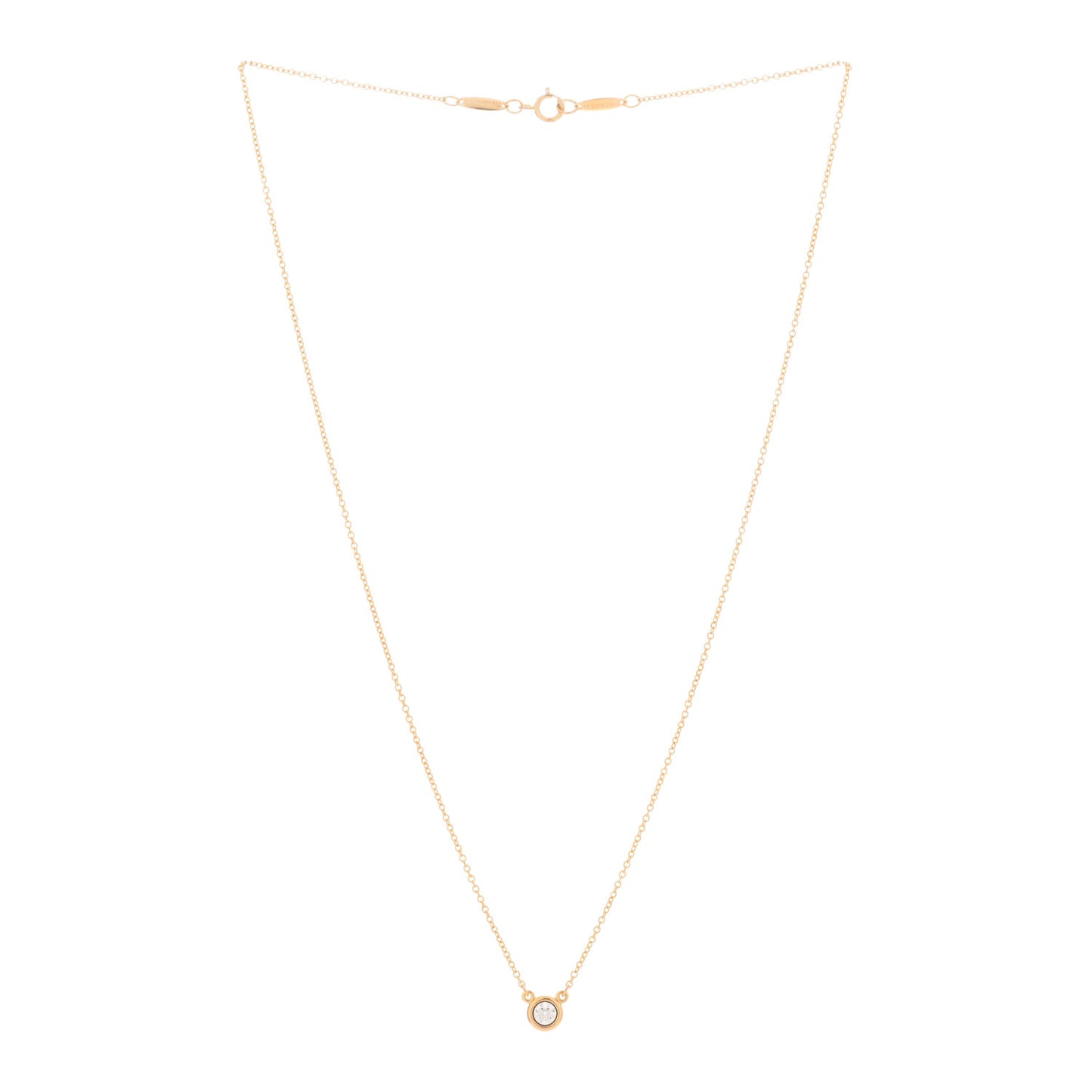 18K Rose Gold Diamond .17ct Elsa Peretti Diamonds by the Yard Pendant Necklace