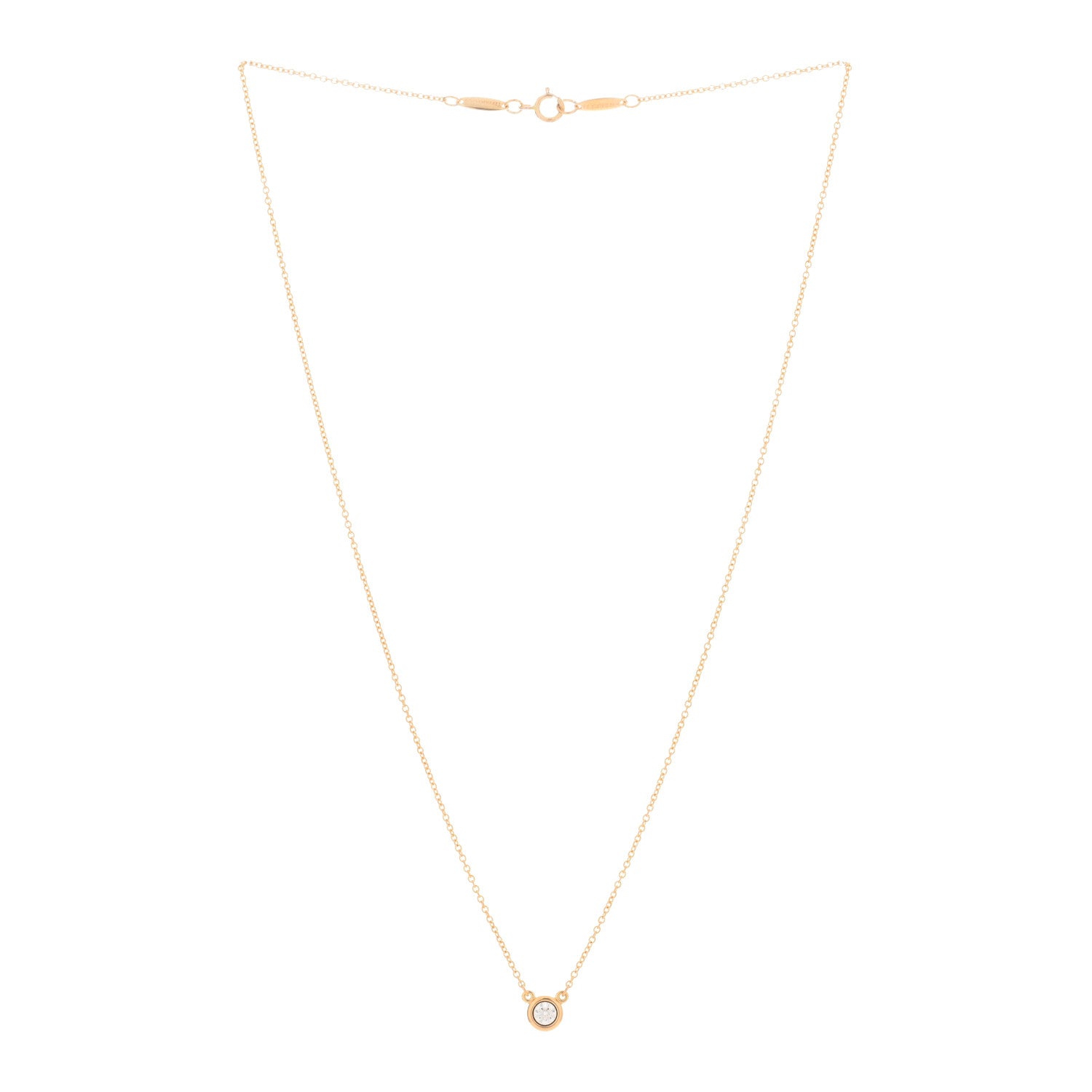 Tiffany 18K Rose Gold Diamond .17ct Elsa Peretti Diamonds by the Yard Pendant Necklace 2 of 4