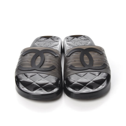 Chanel PVC CC Flat Slide Sandals 38 Black 5 of 10