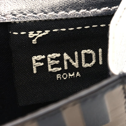 Fendi Vitello Soft Catalan Mirror F is Fendi Bi-Color FF 1974 Embossed Micro Tri-Fold Envelope Wallet Maya Black Argento 8 of 11