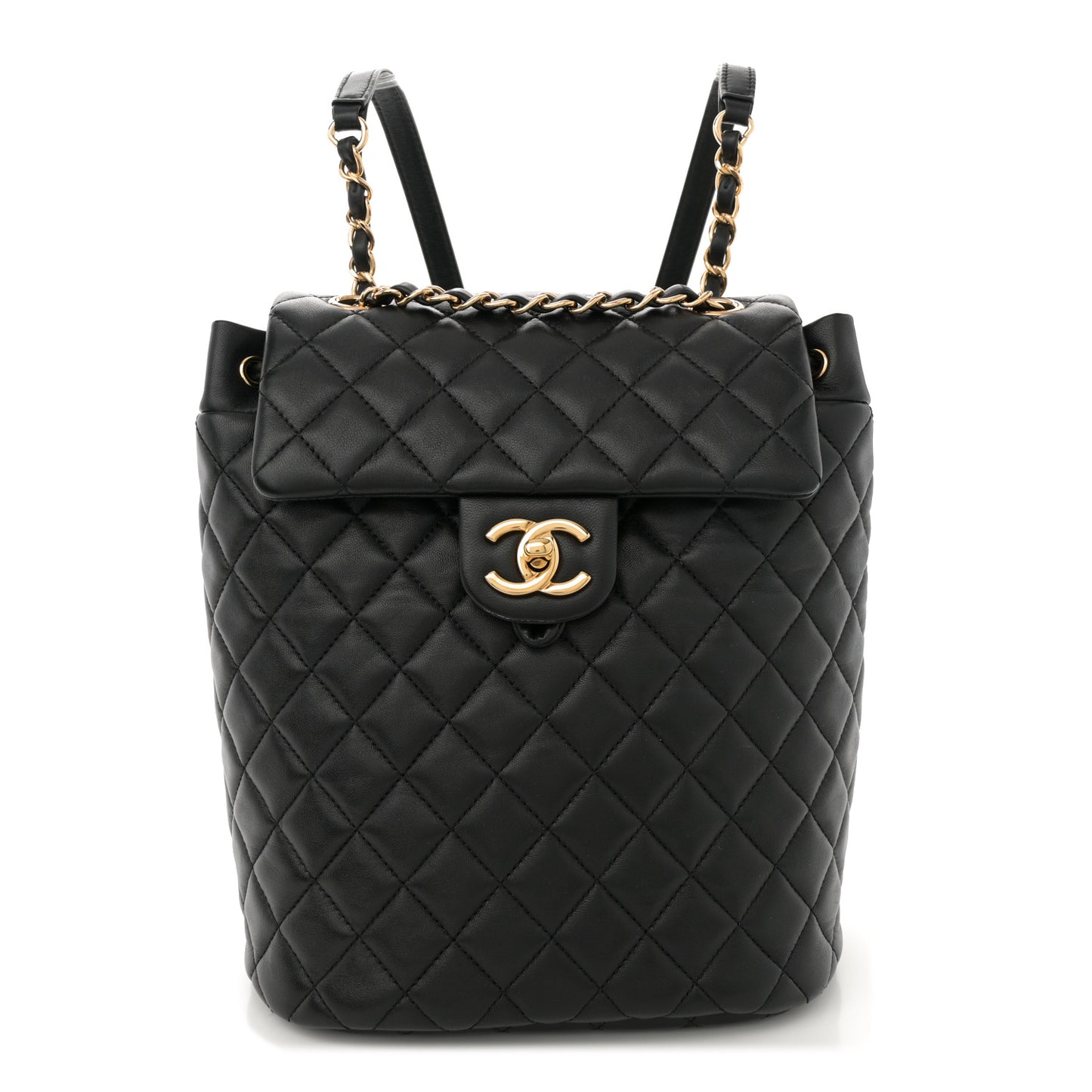 Lambskin Quilted Small Urban Spirit Backpack Black