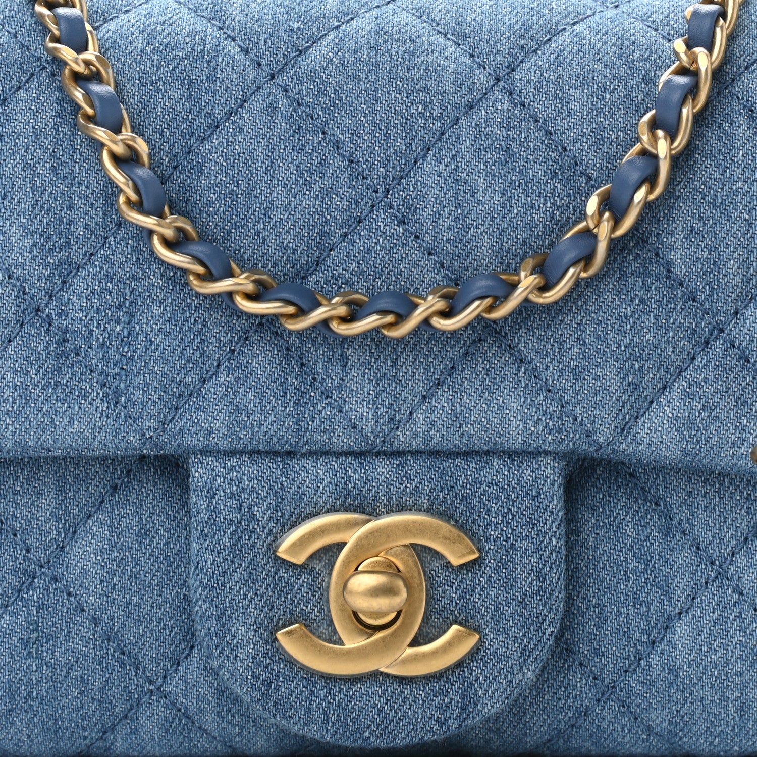Chanel Denim Quilted Mini Pearl Crush Rectangular Flap Blue 10 of 11