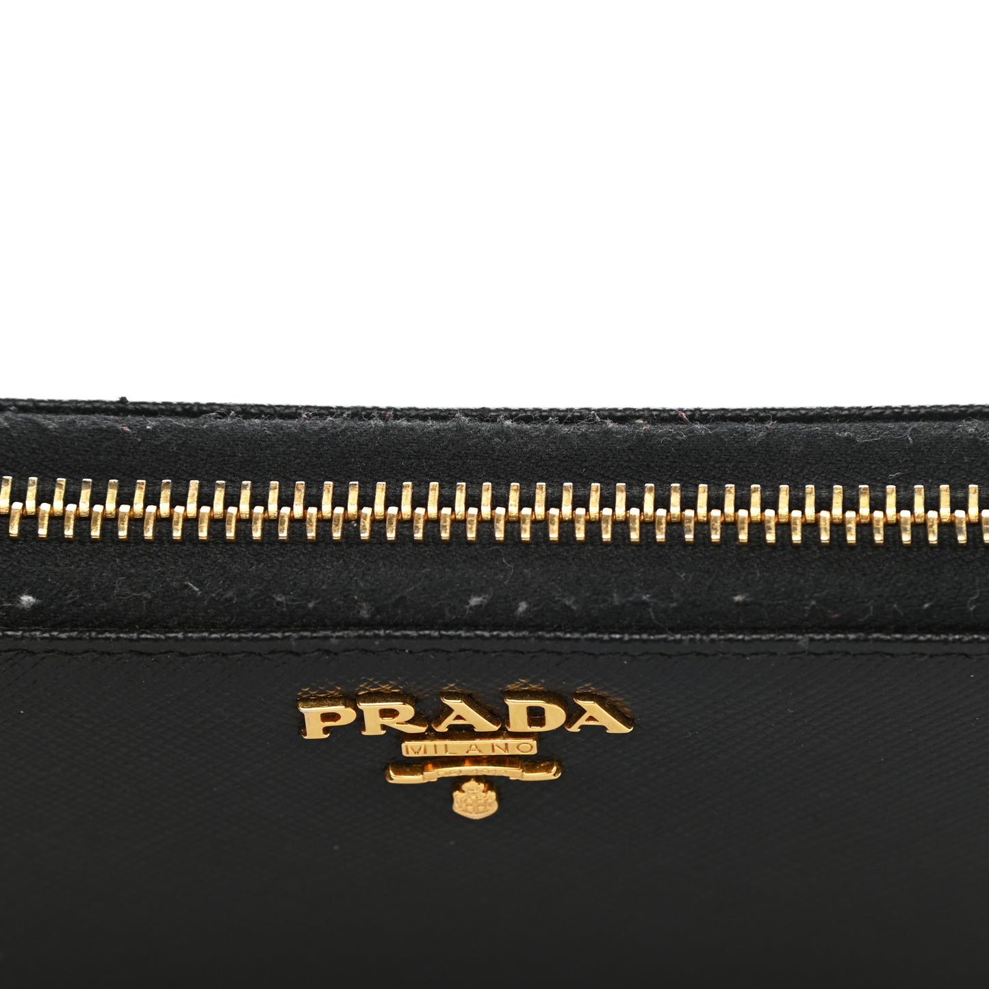 Saffiano Metal Zip Around Wallet Black