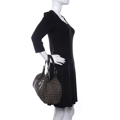 Fendi Zucchino Vitello Shoulder Bag Testa di Moro Beige 2 of 12