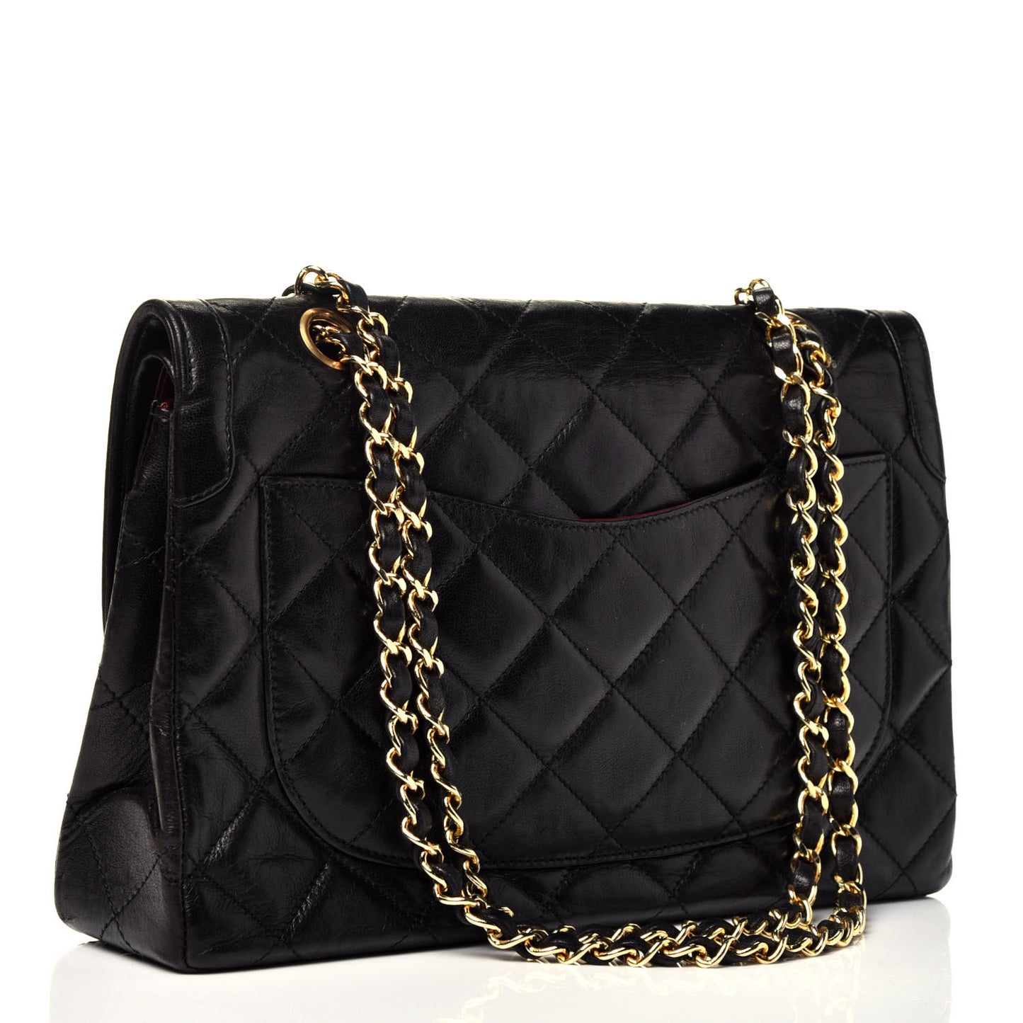 Lambskin Quilted Medium Double Flap Black