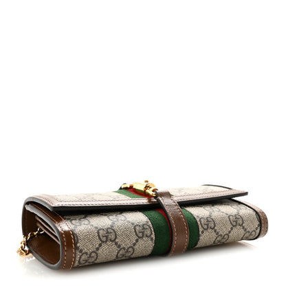 Gucci GG Supreme Monogram Azalea Calfskin Web Jackie 1961 Chain Wallet Beige Ebony Brown Sugar 4 of 10