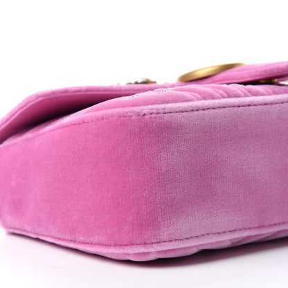 Gucci Velvet Matelasse Marquise Crystals Embroidered Small GG Marmont Shoulder Bag Malva 7 of 11